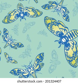 Seamless pattern with beautiful butterflies on background 