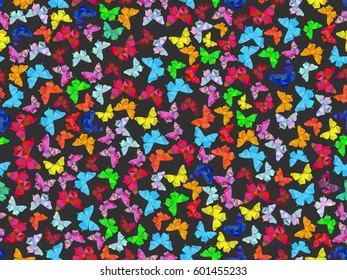 Seamless pattern with beautiful butterflies, polygons. Vector illustration