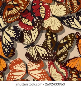 Padrão contínuo com borboletas bonitas. Projeto de telha de vetor escalável, fundo estilo retro para impressão, fundo, web.