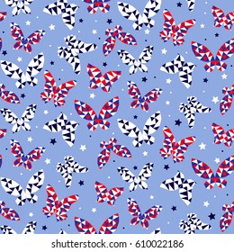 Seamless pattern with beautiful butterflies. Vector illustration