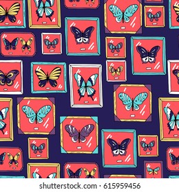 Seamless pattern with beautiful butterflies. Vector illustration