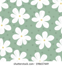 Seamless pattern of beautiful chamomiles 