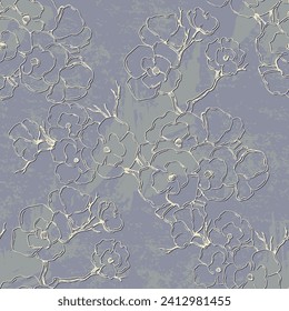 Seamless pattern with Beautiful Cherry blossom flowers, Sakura branch flowers painting.