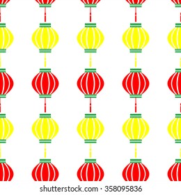 seamless pattern of beautiful chinese lanterns on a chinese background, chinese new year