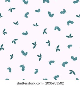 Seamless Pattern of beautiful collection of leaves background Vector Illustration. Floral design for decoration print, textile, fabric, clothes, wallpaper, Wedding, birthday, Greeting card, web .