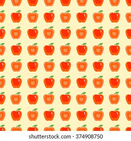 Seamless pattern of beautiful colored apples on a colorfull background