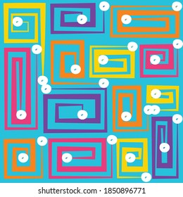 seamless pattern beautiful colorful abstract line and white circle with light blue background