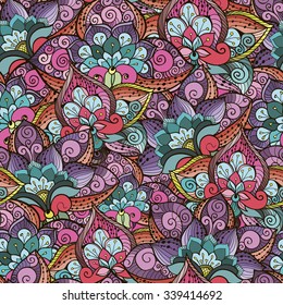 Seamless pattern with  beautiful colorful decorative flowers
