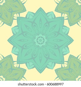 Seamless pattern with beautiful colorful mandalas. Vector ornaments in grunge style 