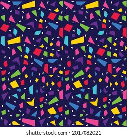 seamless pattern beautiful colorful terrazzo and geometry shape with blue background Good use for background, textile, fashion, wallpaper, gift wrap, cover, fabric and others