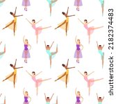 Seamless pattern with beautiful dancing ballerinas, vector illustration