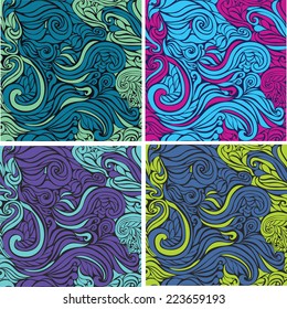 Seamless pattern beautiful decorative ornate curls vector illustration