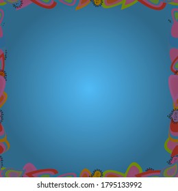 Seamless pattern Beautiful fabric background. Vector texture. Illustration. Doodles on a blue, red and pink colors.