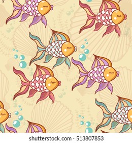 Seamless pattern of beautiful fish