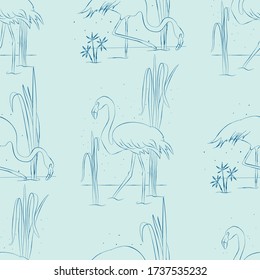 Patrón sin inconvenientes de hermosos flamencos en dos colores;