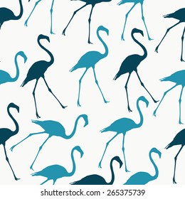 Seamless pattern beautiful flamingos in two colors Valentine's Day, February, vector; 
