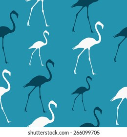 Seamless pattern beautiful flamingos in two colors Valentine's Day, February, vector; 