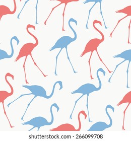 Seamless pattern beautiful flamingos in two colors Valentine's Day, February, vector; 