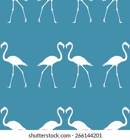 Seamless pattern beautiful flamingos in two colors Valentine's Day, February, vector; 