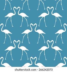 Seamless pattern beautiful flamingos in two colors Valentine's Day, February, vector; isolated; cartoon; face; silhouette; icon; stylish; beautiful; fashionable;