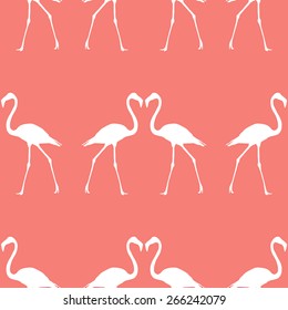 Seamless pattern beautiful flamingos in two colors Valentine's Day, February, vector; isolated; cartoon; face; silhouette; icon; stylish; beautiful; fashionable;