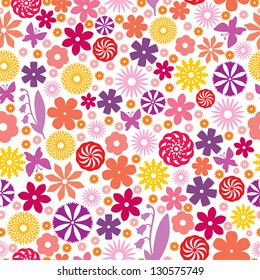 Seamless pattern of beautiful flower and butterfly