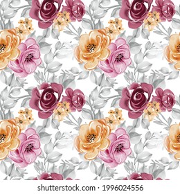 Seamless pattern beautiful flower and leaves