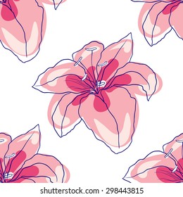 seamless pattern beautiful flower -lily. vector image.