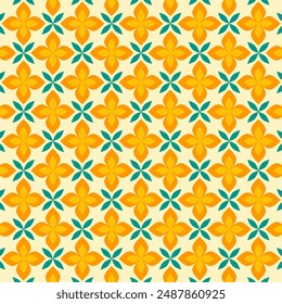 Seamless pattern with beautiful flower petal shapes in orange color. Suitable for various design purposes of textiles, tiles, wallpapers, backgrounds, etc.