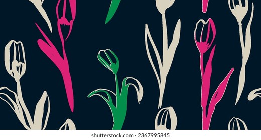 Seamless pattern beautiful flower vector. Collage contemporary print. Fashionable template for design.
