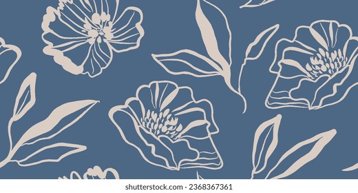 Seamless pattern beautiful flower vector. Collage contemporary print. Fashionable template for design.
