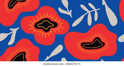 Seamless pattern beautiful flower vector. Collage contemporary print. Fashionable template for design.