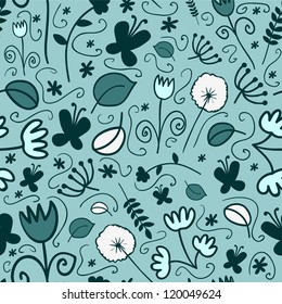 Seamless pattern with beautiful flowers