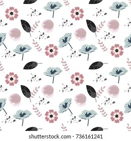 Seamless  pattern with beautiful flowers.can be used for wrapping paper, invitation card for wedding,wallpaper and textile. Vector illustration