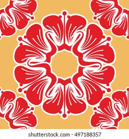 Seamless pattern with beautiful flowers. Design element for advertisements, flyer, web, invitations or greeting cards.Vector clip art.