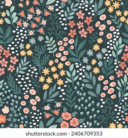 Seamless pattern with beautiful flowers. Ideal for printing on fabric, paper and cards.
