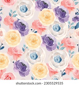 Seamless pattern of beautiful flowers neatly arranged. Vector illustration.