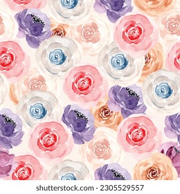 Patrón inmaculado de flores hermosas cuidadosamente arregladas. Ilustración vectorial.