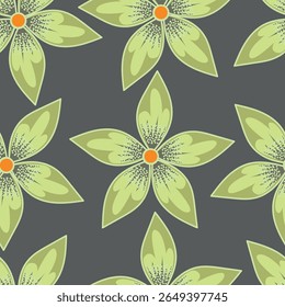 Nahtloses Muster mit schönen Blumen auf hellgelbem Hintergrund. Handgezeichnetes Blumenmuster für Ihren Stoff, Sommerhintergrund, Tapete, Hintergrund, Textil. Vektorgrafik