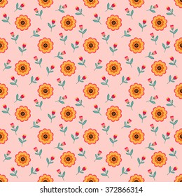 Seamless pattern of beautiful flowers on a light background heat