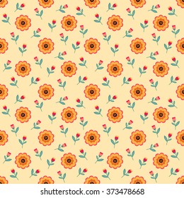 Seamless pattern of beautiful flowers on a light background color