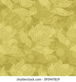 Seamless pattern of beautiful flowers on gold background