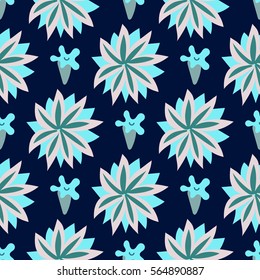 Seamless pattern with beautiful flowers. Romantic doodle tile texture with stylized daisies, cornflowers and others. Template for wrapping or scrapbook paper, web background and textile print. Vector