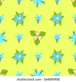Seamless pattern with beautiful flowers. Romantic doodle tile texture with stylized daisies, cornflowers and others. Template for wrapping or scrapbook paper, web background and textile print. Vector