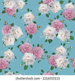 Seamless pattern with beautiful flowers, vector illustration EPS 10