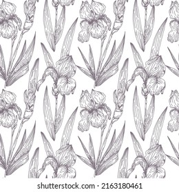 seamless pattern with beautiful flowers. vector illustration of flower iris. stylish wallpaper.