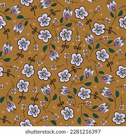 Seamless pattern with beautiful flowers. Vector file for designs.