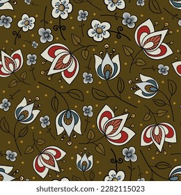 Seamless pattern with beautiful flowers. Vector file for designs.