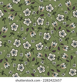 Seamless pattern with beautiful flowers. Vector file for designs.