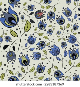 Seamless pattern with beautiful flowers. Vector file for designs.